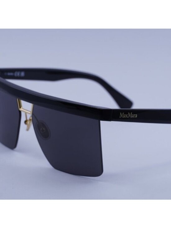 Max Mara MM0072 01A Sunglasses Shiny Black Square Frame, Smoke Lenses main image 4